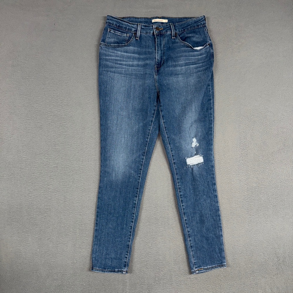 Levis Jeans Womens 32 Blue 721 High Rise Skinny Distressed Casual Denim Preppy